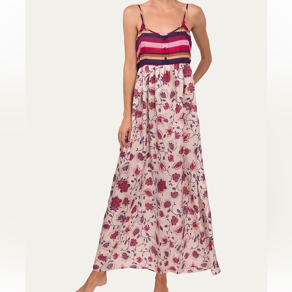 NWT $170 Everyday Ritual Giana Mixed Print Sleeveless Nightgown Lounge Dress Med